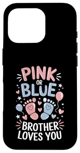 Hülle für iPhone 16 Pro Gender Reveal Party „Pink Or Blue Brother“ -Babyparty von Gender Reveal Tees Funny Baby Announcement Outfits