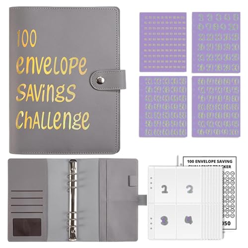 100 Envelope Challenge Binder, Easy And Fun Way To Save €5,050, Savings Challenges Binder, 100 Envelope Challenge Kit, Savings Challenges Book With Envelopes von Generic