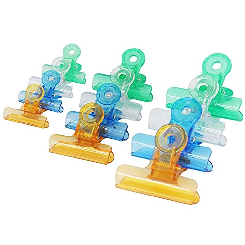 24 Pieces Binder Clips Paper Clear Colour Plastic Bulldog Hinge Paper Clip Coloured Bulldog Paper Clips for Tags Bags, Shops, Office and Home Kitchen Bag Clips von NC