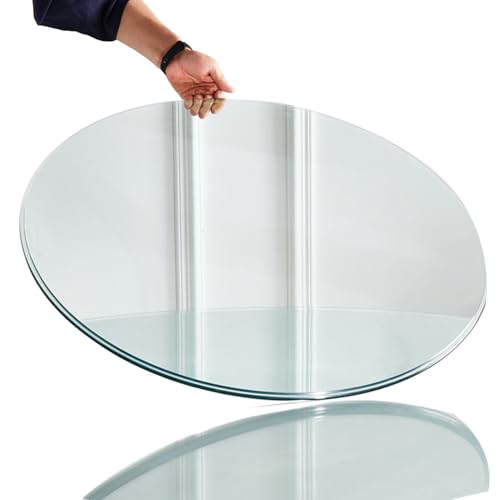 24 Zoll Runde Tischplatte Aus Gehärtetem Glas, 6 Mm Dickes, Flacher, Polierter Glas, für Glasarbeitsplatten Im Homeoffice(90cm) von Generic