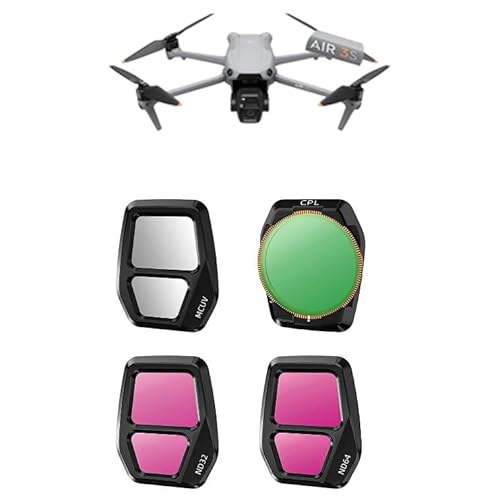 4 Stück ND32 ND64 CPL MCUV Polarized Filterset, Polfilter Kompatibel mit DJI Air 3S mit Mehrfach Beschichtete HD Optisches Glas Filter für DJI Air 3S Drohnenzubehör von Generic