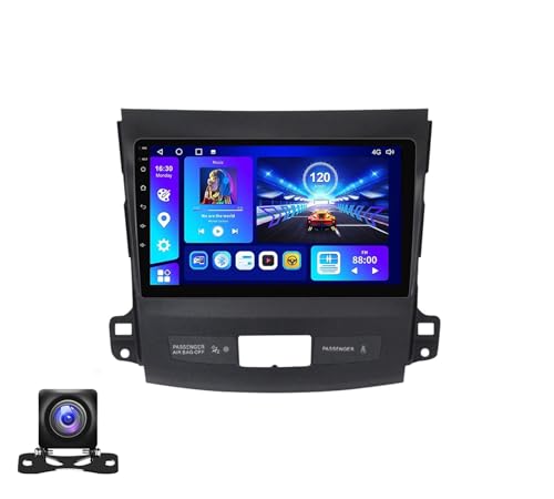 Autoradio Android 12 9 Zoll Touchscreen für Mitsubishi Outlander 2005-2011 Eingebaut Wireless Carplay Android Auto Unterstützung HiFi MirrorLink BT GPS Navi DAB DSP RDS AHD Rückfahrkamera SWC(B von Generic