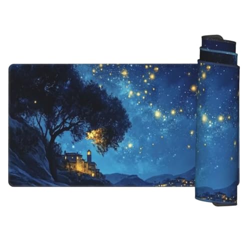 Blau Mauspad 1600 x 800 mm, Mousepad XXL Schreibtischunterlage Nachtszene Mouse Pad, Wasserdicht und Rutschfest Gaming Mauspad, Verbessert Präzision und Geschwindigkeit, PC und Gaming Zubehör gq24 von Generic