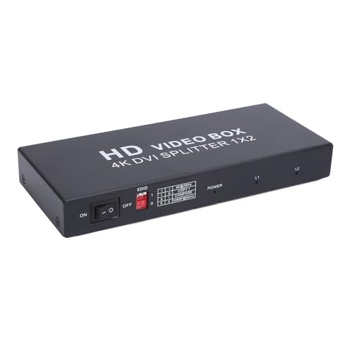 DVI-Umschaltbox, Plug-and-Play 1 in 2 Out, DVI-Splitter, Unterstützt Bis zu 4K 30 Hz mit EDID für Laptop, DVR, Projektor, HDTV von Generic