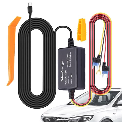 Dashcam-Hardwire-Kit – Kabel-Hardwire-Adapter | Mehrzweck-Batterieadapterkabel, Verlängerungskabel für Autofahrrekorder, und GPS-Radarsysteme, Ausgangsspannung/-Strom: 5 V/2,5 A von Generic