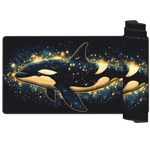 Delfin Mauspad XXL 1600 X 800 mm, Mauspad Fantasie Schreibtischunterlage Mouse Pad Gaming Vernähte Kanten, Desk Mat mit Anti-Rutsch Basis, Verbessert Präzision Geschwindigkeit, Gaming Zubehör Q161 von Generic