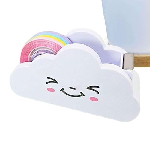 Desktop-Klebebandabroller, Tisch-Klebebandabroller, Schreibtisch-Klebebandabroller, Cloud-Desktop-Klebebandabroller – Klebebandabroller mit 1 Rolle Regenbogen-Klebeband für Zuhause, Büro, Desktop-Zube von Generic