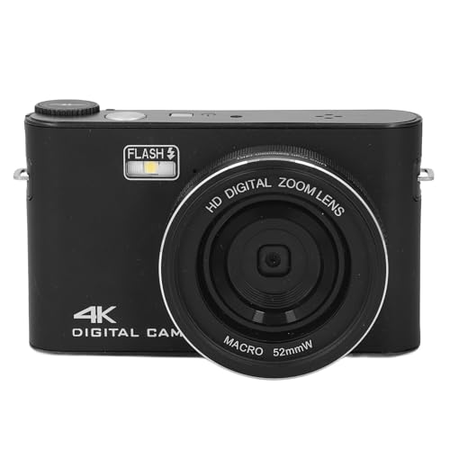 Digitalkamera, 3 Zoll TFT Touchscreen 4K 64 MP HD Kompaktkamera Lächelnerkennung mit 1/4 Zoll Schraubenloch für Fotografie (Black) von Generic