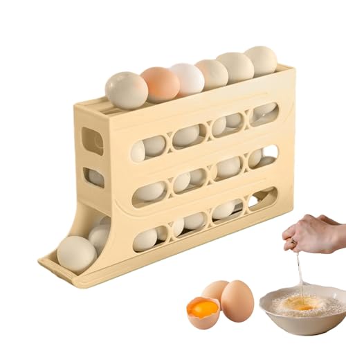 Eierbehälter Für Kühlschrank Stapelbarer Eier Organizer, Große Kapazität,Eierhalter Für 30 Eier, Automatisch Rollender Eierspender Eier Frische Aufbewahrungsbox Eieraufbewahrungsbehälter von Generic