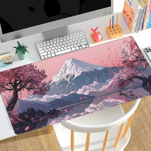 Gaming Mousepad Groß XXL 1200x400x3mm Mauspad XXL japanisch Berg，wasserdicht Motiv Gummibasis，Verbesserung der Spielgenauigkeit und -Geschwindigkeit，tastatur Tischunterlage für Büro Geschenke Mann B34 von Generic