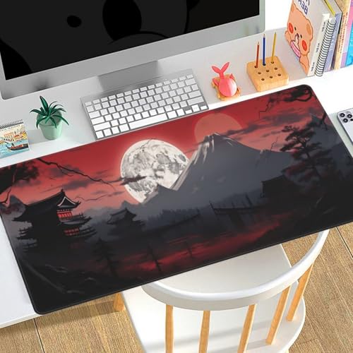 Gaming Mousepad Groß XXL 1600x800x3mm Mauspad XXL japanisch Landschaft，wasserdicht Motiv Gummibasis，Verbesserung der Spielgenauigkeit und -Geschwindigkeit，tastatur Tischunterlage für Büro Geschenke A8 von Generic