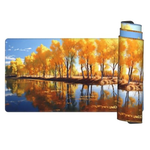 Gelb Mauspad 1200 x 600 mm, Mousepad XXL Schreibtischunterlage Herbst Mouse Pad, Wasserdicht und rutschfest Mauspad, Verbessert Präzision und Geschwindigkeit, Mauspads für PC und Gaming Zubehör gq481 von Generic