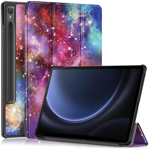 Generic Tablet Hülle Passend für Samsung Galaxy Tab S9 FE | Book Case mit Ständer | Kunstleder Schutzhülle | Tri-fold | Galaxy Print von Generic