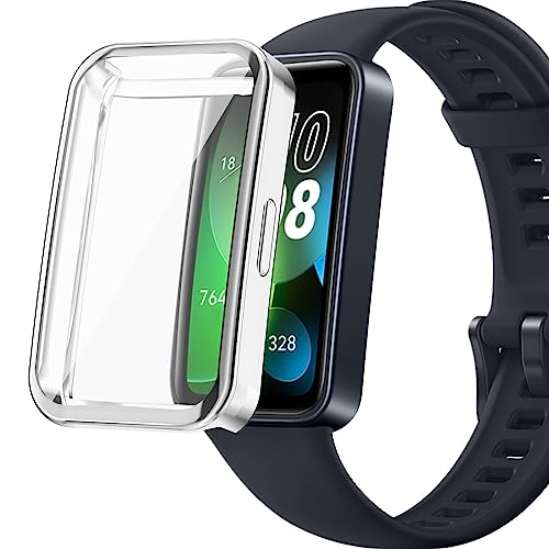 Hülle mit Displayschutz Kompatibel mit Huawei Band 10, TPU Rundum Schutzhülle Leicht Weiche Ultradünne Kratzfest Schutz Gehäuse für Huawei Band 8/9/10 (Silber) von Generic