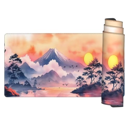 Japanische Landschaft Mauspad 1200x600 mm, Mousepad XXL Schreibtischunterlage Berg Mouse Pad, Wasserdicht und Rutschfest Mauspad, Verbessert Präzision und Geschwindigkeit, PC und Gaming Zubehör gq194 von Generic