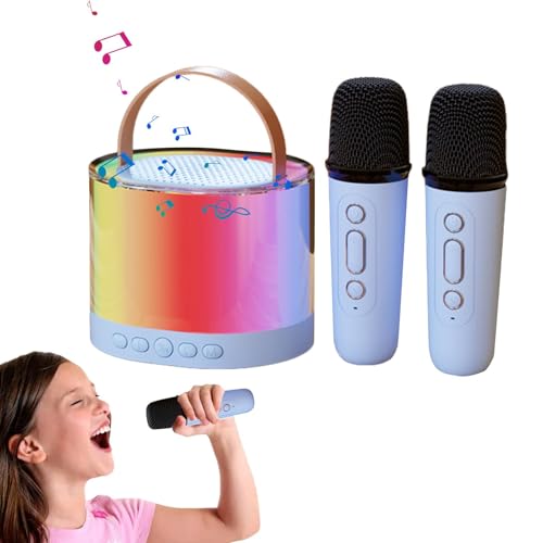 Karaoke-Maschinen mit Mikrofonen, Karaoke-Lautsprecher mit 2 Mikrofonen,Kompaktes Mikrofon-Lautsprecher-Set Karaoke-System - Kinder-Karaoke-Maschine, Karaoke-Ausrüstung mit LED-Licht für Heimpartys von Generic