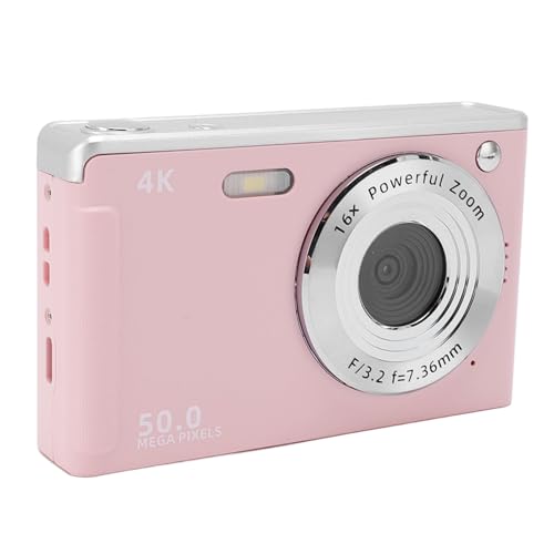 Kompakte Digitalkamera, 4K 50 MP 16x Digitalkamera 16x 2,8 Zoll Bildschirm für die Landschaft (PINK) von Generic