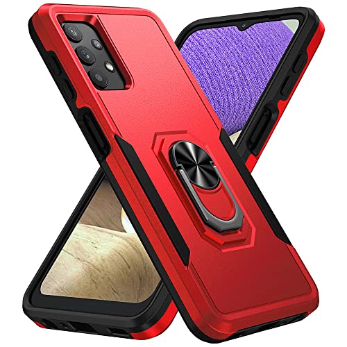 Kompatibel mit Samsung Galaxy A32 5G Hülle, TPU + PC Hochleistungsschutz Stoßfeste mit Ständer Hülle für Galaxy A32 5G, Rot von Generic