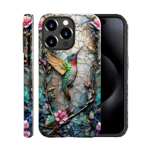 Kompatibel mit iPhone 11 Pro Max, Kolibri-Blume, Buntglas-Handyhülle für iPhone 11 Pro Max, kratzfeste, 2-lagige Hybrid-Hartschale, helle Handyhülle von Generic