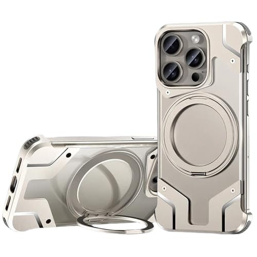 Metall-Schutzhülle für iPhone 16 Pro Max/16 Pro/16 Plus/16, kompatibel mit MagSafe Anti-Fall-Silikonkissen, Wärmeableitung, stoßfestes Design, Aluminiumlegierung, transparente Hülle (natürliches von Generic