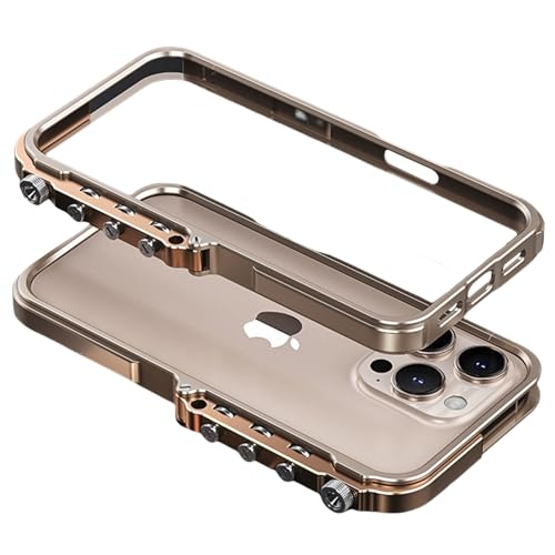 Metallrahmen Hülle für iPhone 16 Pro Max/16 Pro/16, innovative mechanische Tasten, ultraleichte Aluminiumlegierung, hohl, kein Rückendesign, keine Signalstörungen (Desert Titanium, 16 Pro Max) von Generic