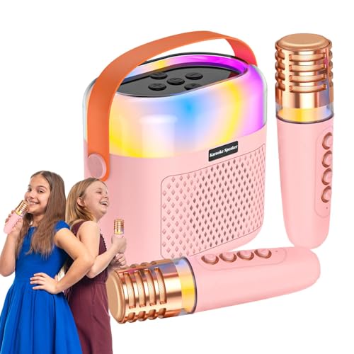 Mikrofon- und Lautsprecher-Set, kleine Karaoke-Maschine | Tragbare Singmaschine für 1200 mAh – 2 kabellose Mikrofone, Karaoke-Lautsprecher, Heimkaraoke-Anlage für Weihnachten Hall von Generic