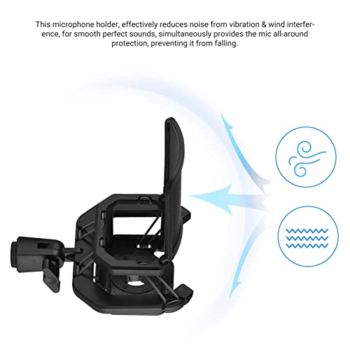 Mikrofonständer, Stoßdämpferhalterung für Mikrofon, Mikrofon-Stoßdämpferhalterung aus Kunststoff mit Windgeräuschnetz aus Metall für Mikrofondurchmesser von 23,5–24,5 Mm (BLACK) von Generic