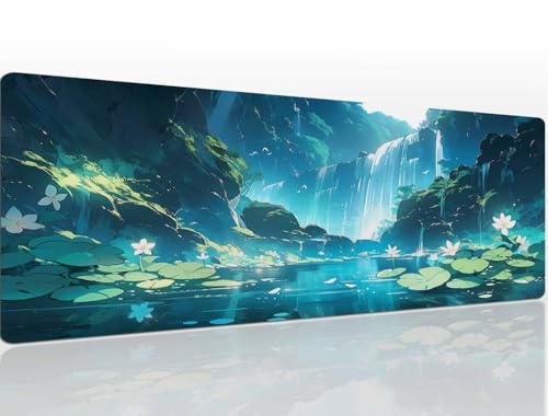 Mousepad Gaming 1600x800x4 mm Gaming Mauspad XXL Waterfall Mauspad Gaming Rutschfeste und Wasserabweisend Groß Vernähte Kanten Desk Mat Gaming-Mauspads für Pc Verbessert Präzision Geschwindigkei A1457 von Generic