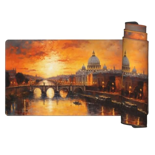 Orange Mauspad 700 x 300 mm,Mousepad XXL Schreibtischunterlage Italienische Landschaft Mouse Pad,Wasserdicht und Rutschfest Mauspad,Verbessert Präzision und Geschwindigkeit,PC und Gaming Zubehör gq541 von Generic