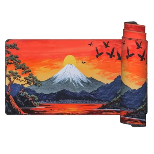 Rot Mauspad 1200 x 600 mm, Mousepad XXL Schreibtischunterlage Japanische Landschaft Mouse Pad, Wasserdicht und Rutschfest Mauspad, Verbessert Präzision und Geschwindigkeit, PC und Gaming Zubehör gq48 von Generic