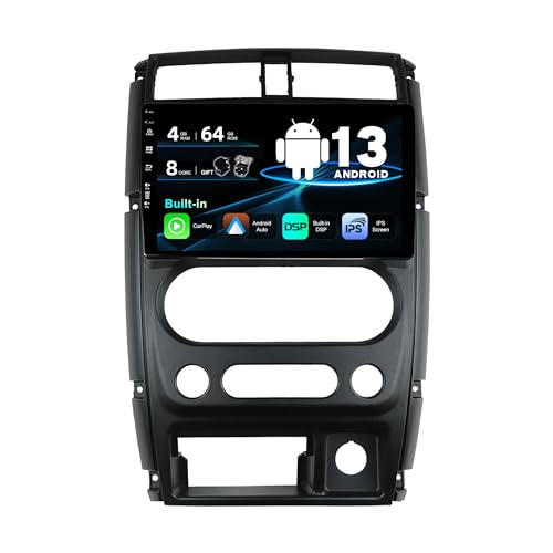 SXAUTO Android 13 IPS Autoradio Passt für Suzuki Jimny 3 (2005-2019) - Eingebaut Wireless Carplay/Android Auto/DSP - Kamera + MIC - 4G+64G - DAB WiFi 360-Camera AHD Lenkradsteuerung BT - 2 Din 9 Zoll von Generic