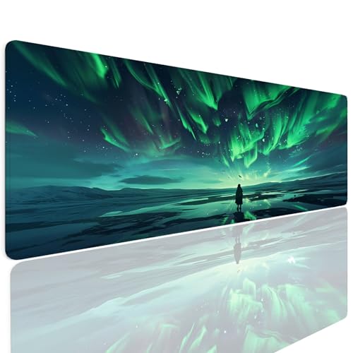 Schreibtischunterlage Mauspad Gaming Mousepad XL Groß 600x300x4mm Wassxerdicht Rutchfeste Schreibtisch Unterlage Mouse Pad Multifunktionales Schutz Matte Mauspads, Home Office Mousepad Polarlicht 4-68 von Generic