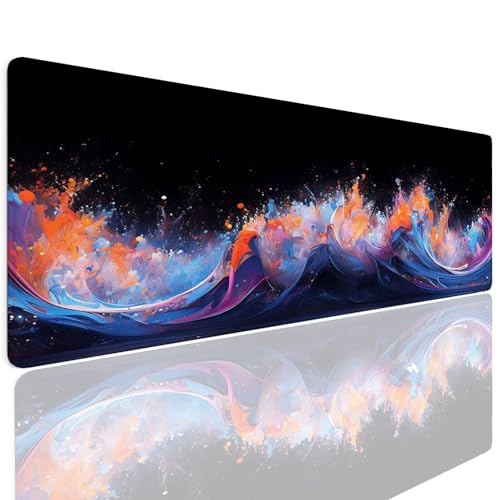 Schreibtischunterlage Mauspad Gaming Mousepad XXL Groß 1400x800x4mm Wassxerdicht Rutchfeste Schreibtisch Unterlage Mouse Pad Multifunktionales Schutz Matte Mauspads, Home Office Mousepad Abstrakt 4-2 von Generic