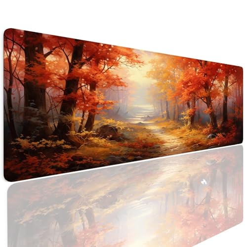 Schreibtischunterlage Mauspad Gaming Mousepad XXL Groß 1400x800x4mm Wassxerdicht Rutchfeste Schreibtisch Unterlage Mouse Pad Multifunktionales Schutz Matte Mauspads, Home Office Mousepad Herbst 4-82 von Generic