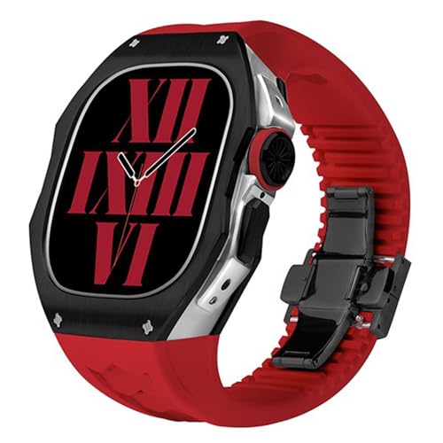 Schutzhülle für Armbanduhren aus Titanlegierung, kompatibel mit Apple Watch Ultra 2 1, 49 mm, Uni, klassisches Design, langlebig, Snap-On-Installation (Schwarz / Rot) von Generic