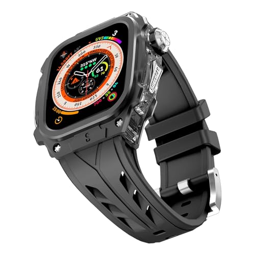 Silikonbandhülle, kompatibel mit Apple Watch, 46 mm, Metallabdeckung mit Band, stoßfeste Schutzhülle für iWatch Serie 10 (schwarz) von Generic