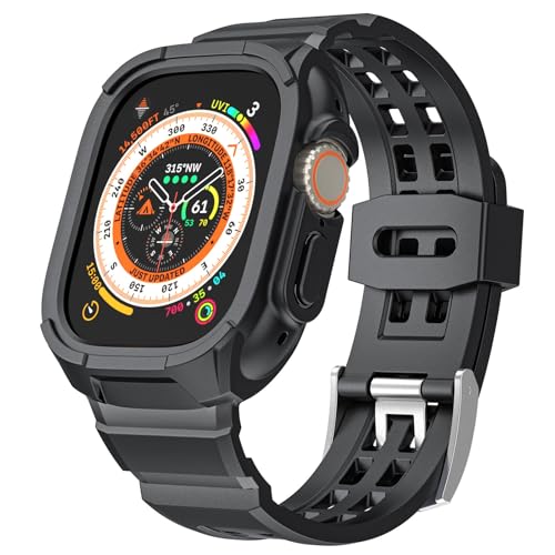 Sport-Hülle und Armband, kompatibel mit Apple Watch Ultra 2, 1, 49 mm, robuste Herren-Armbänder, TPU-Schutzhülle, stoßfest, Schutzhülle für iWatch Ultra 2 1, Schwarz von Generic