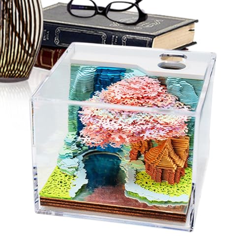 3D-Kunst-Kalender Notizblock mit 3D-Effekten, kunstvolle Haftnotizen aus Papier, einzigartiger Kalender, Notizblock, geschnitztes Ornament mit Acryl-Staubabdeckung von Genérico