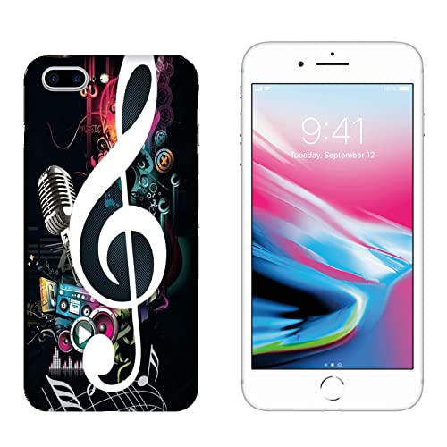 Generico Hulle kompatibel mit Apple iPhone 7 Plus Musiknoten Violinschlüssel mit Mikrofon/Weiches TPU-Silikongel/Telefon-Hartschale zum Aufstecken, rutschfest, Kratzfest, stoßfest, schützendes TP... von Generico