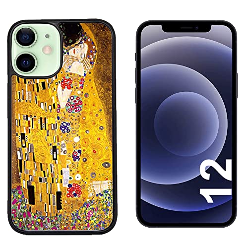 Hülle iPhone 12 Case Apple iPhone 12 Gustav Klimt DER Kuss DER Kuss/Cover TPU an den Seiten/gehärtetes Glas zurück/Anti-Rutsch Anti-Rutsch Anti-Scratch Schock-resistenten Schutz Schutzulle St von Generico