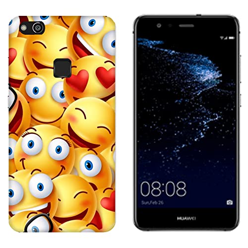 Hulle Schutz kompatibel mit Huawei P10 Lite Lächeln Satz von Whatsapp-Emoticon-Smilies/Bedrucken Sie auch die Seiten/Telefon-Hartschale zum Aufstecken, rutschfest, Kratzfest, stoßfest, starrer S von Generico