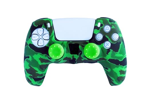 Silikonhülle für PS5-Controller, wasserdicht, weich und flexibel, rutschfest, verschleißfest, kompatibel mit DualSense (Camouflage grün) von Genérico