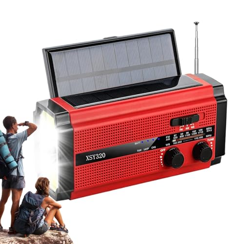 Wetterradio | Radio mit Kurbel und Solarenergie | 5000 mAh Akku mit Taschenlampe für Notfälle, Stromausfälle, Sturm und im Freien Wetterradio | Radio mit Kurbel und Solarenergie | 5000 mAh Akku mit Taschenlampe für Notfälle, Stromausfälle, Sturm und im Freien von Genérico