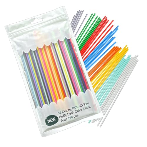 Farben des Druckstifts, Filament für Stift | 32 Farben Druckfilament-Stift-Nachfüllpackung, 160 x Nachfüllpackungen für Stifte, Filament in lebendigen Farben von Générique