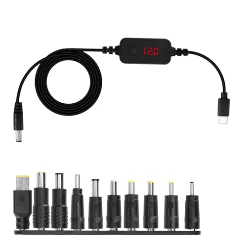 Générique USB C auf DC Adapter, Typ C auf DC Boost-Kabel, tragbarer Kabelverbinder, Fast Charging Converter für Laptops, DC Cable Connector mit 10 Konverter-Tips für Laptops von Générique