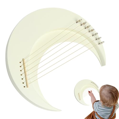 String Lyre Harp, Wooden Lyre Harp, 7-String Lyre Harp, Crescent Moon Lyre, Tragbares Musikinstrument, Lyre Klavier, Harp mit Tuning Wrench, Musikinstrument für Anfänger, Tuning Crescent Harp von Générique