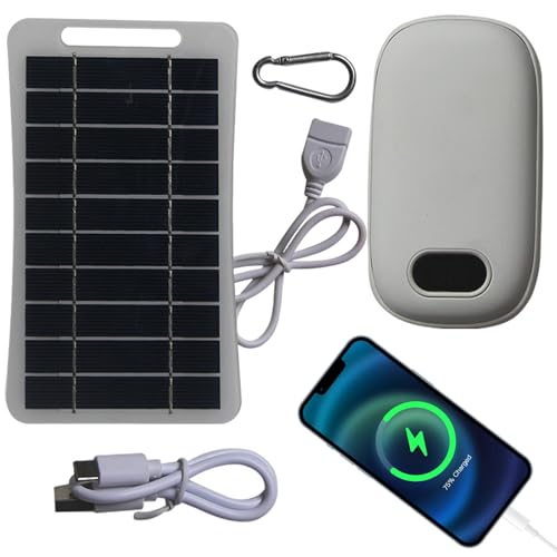 Tragbares Solar-Telefon-Ladegerät, Solar-Telefon-Ladegerät, Solar-Ladegerät, für Camping, Hiking Solar Phone Charger, Solar-Ladegerät mit Handwärmer, tragbare Solar-Powerbank von Générique