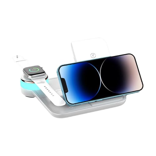 Wireless Charging Station, Foldable Wireless Charger, Watch Charging Dock, Desk Chargers Stand, 5,93 Zoll, Making It Perfect for Both Home and Travel Use, Black and White von Générique