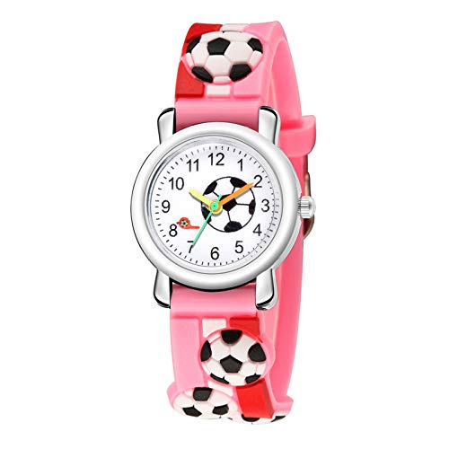 3D Quarz Sport Mode Muster Fußball Geschenk Trend Kinderuhr Kinderuhr Uhren Kinder Smartwatch (Pink, One Size) von Generisch