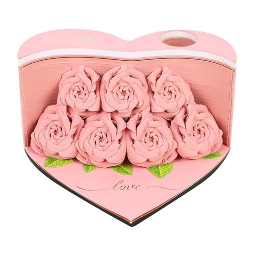 3D-Romantik-Rosen-Notizblock, Geschenke für Frauen, Abreißpapierkunst, Haftnotizen, 3D-Rosen-Papierskulptur, Schreibtischdekoration, Papierschnitzkunst, Geschenkkarte, Geschenke für Ihre Freundin, von Generisch